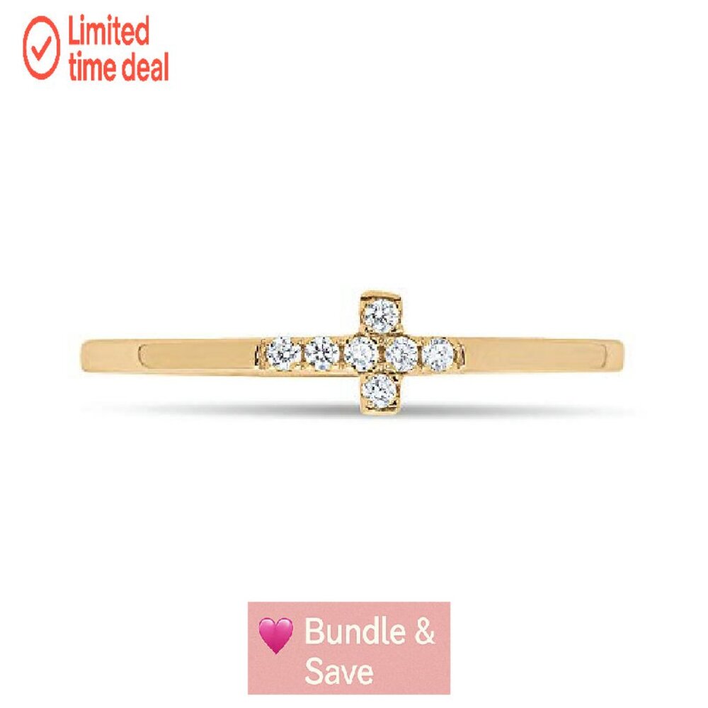 925 Sterling Silver Stackable Cross Ring Size 6 F… - image 6